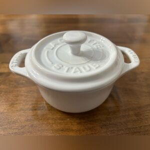New White Staub Mini Cocotte Round Ceramic 10cm 4”